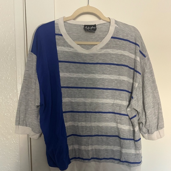 Tops - Vintage 80s/90s Slouchy Colorblock Striped Top (Oversized Fit)